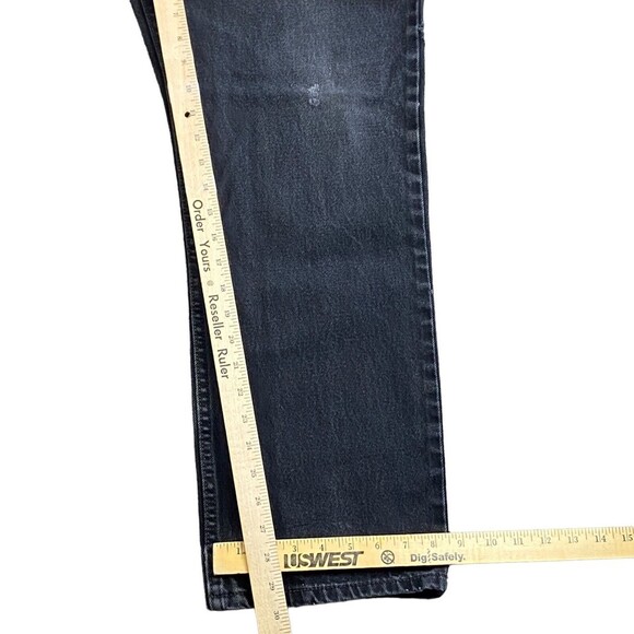 Levis 505 Black Denim Regular Fit Jeans Pants 38 x 32 Distressed - Picture 9 of 16